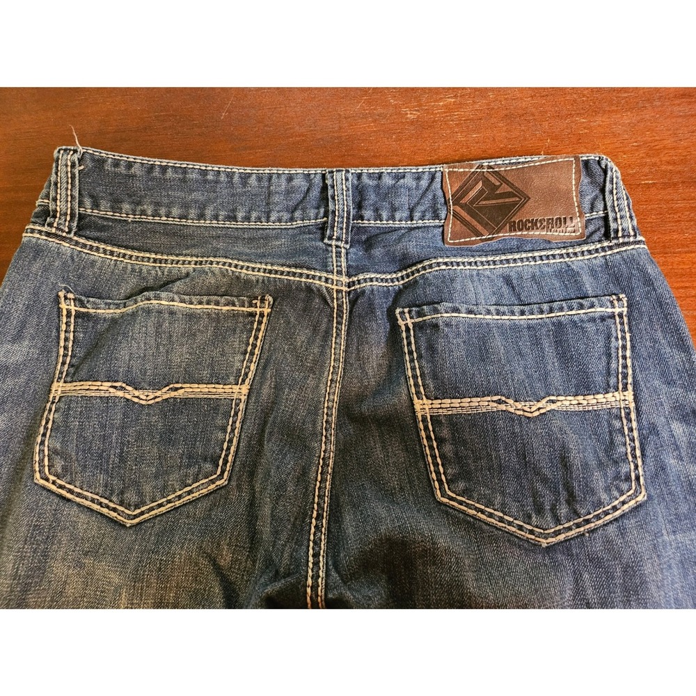Rock and Roll Cowboy Jeans Mens 34x32 Blue Double Barrel Relaxed Straight Leg